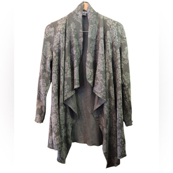 Knox Rose Two Tone Waterfall Floral Tapestry Lightweight Cardigan Women’s Large - Picture 1 of 7